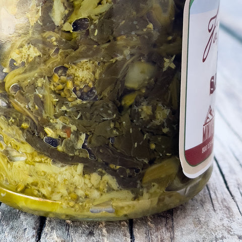 Turnip tops in a jar